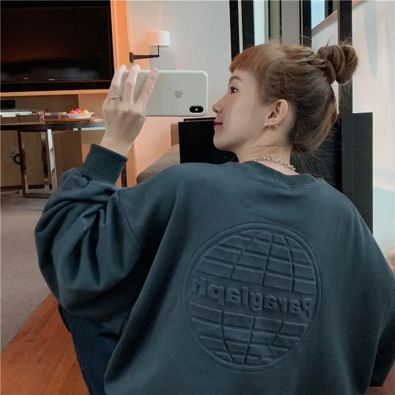 Women's Teal Printed Long Sleeve Sweatshirt - Image 4