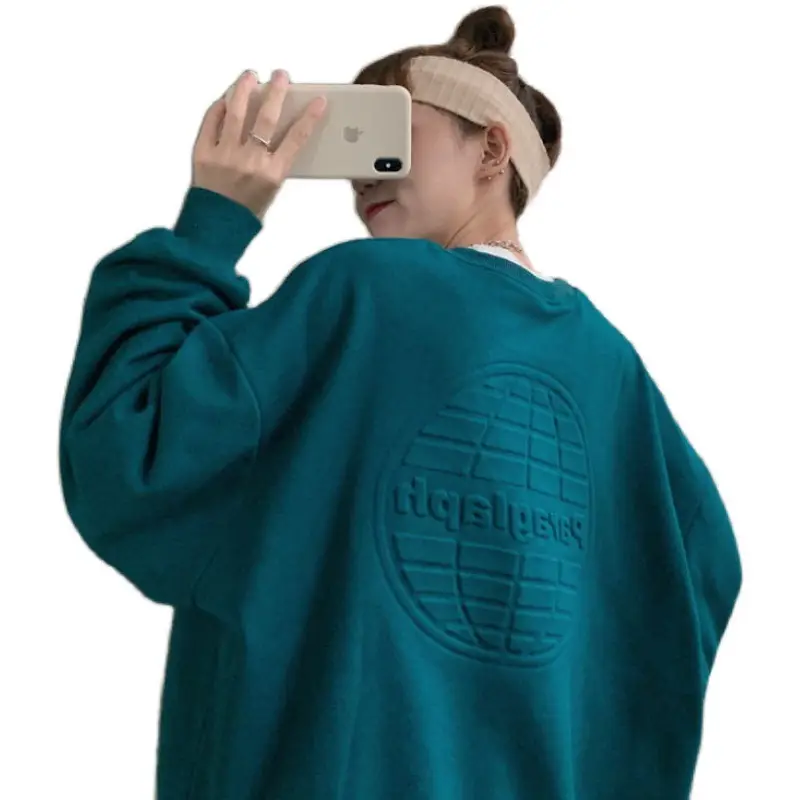 Women's Teal Printed Long Sleeve Sweatshirt - Image 6
