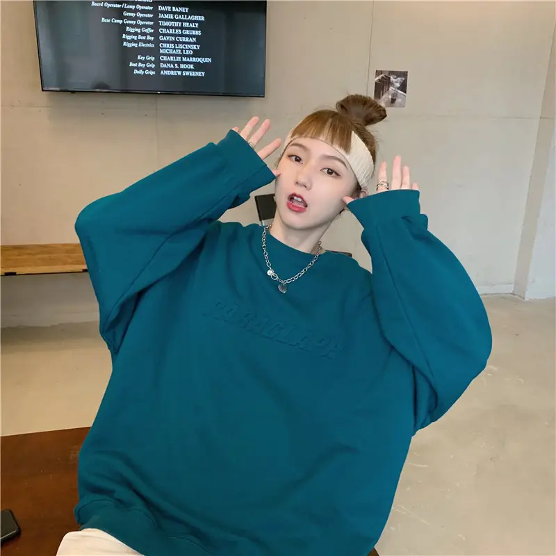 Women's Teal Printed Long Sleeve Sweatshirt — feature 11