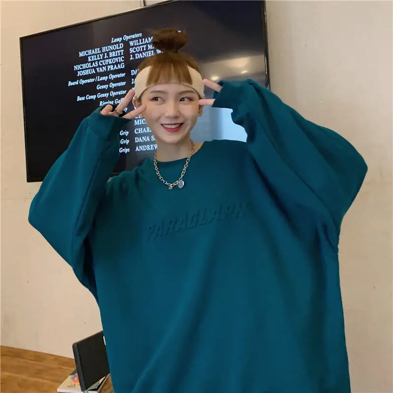 Women's Teal Printed Long Sleeve Sweatshirt — feature 13