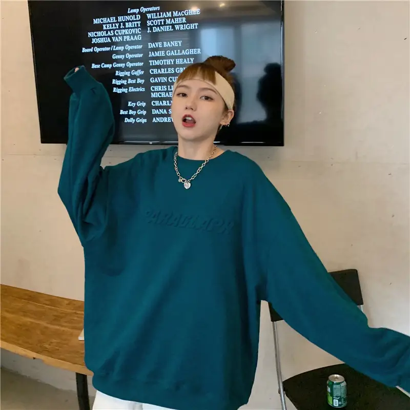 Women's Teal Printed Long Sleeve Sweatshirt — feature 16