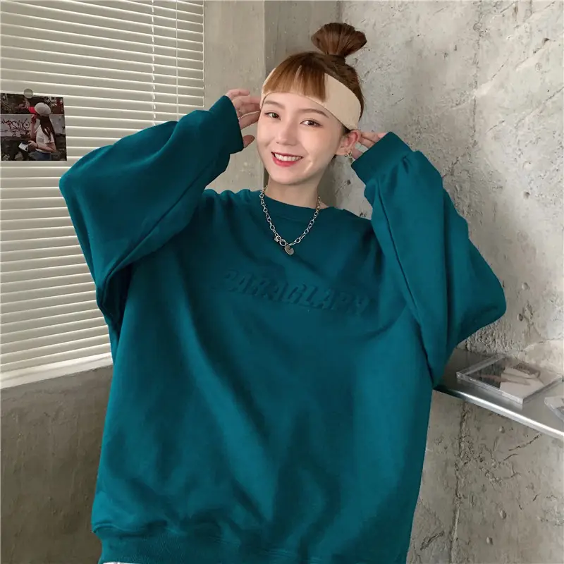 Women's Teal Printed Long Sleeve Sweatshirt — feature 17