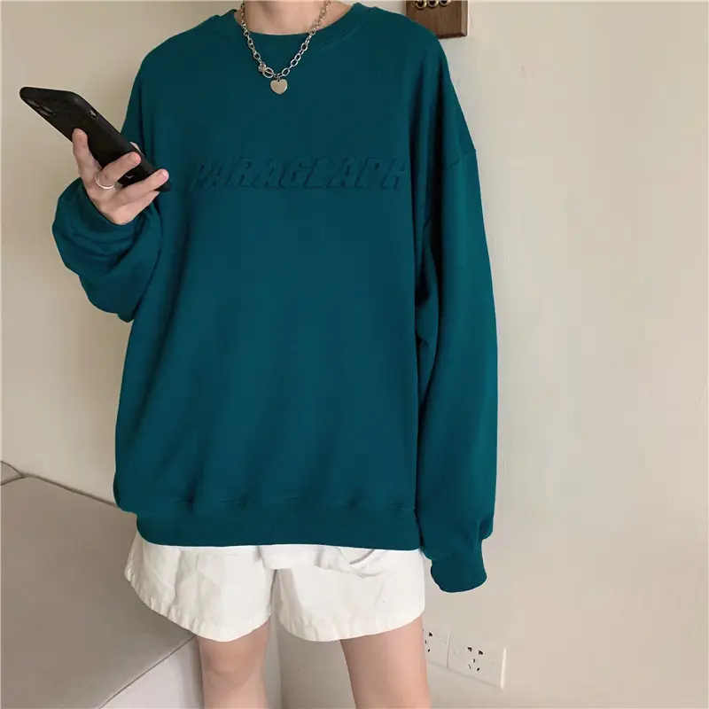 Women's Teal Printed Long Sleeve Sweatshirt — feature 5