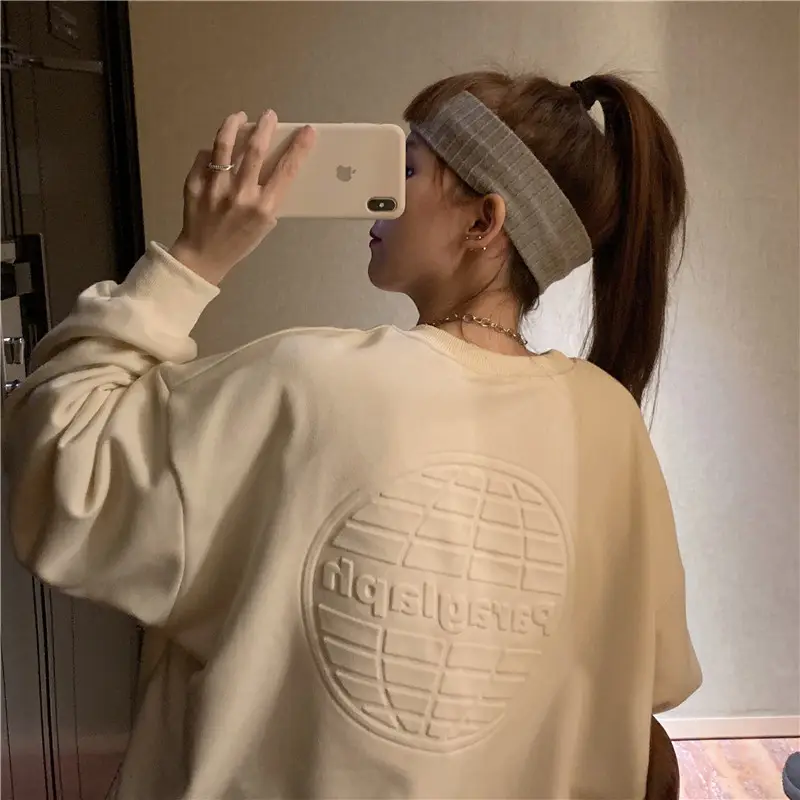Women's Teal Printed Long Sleeve Sweatshirt — feature 56