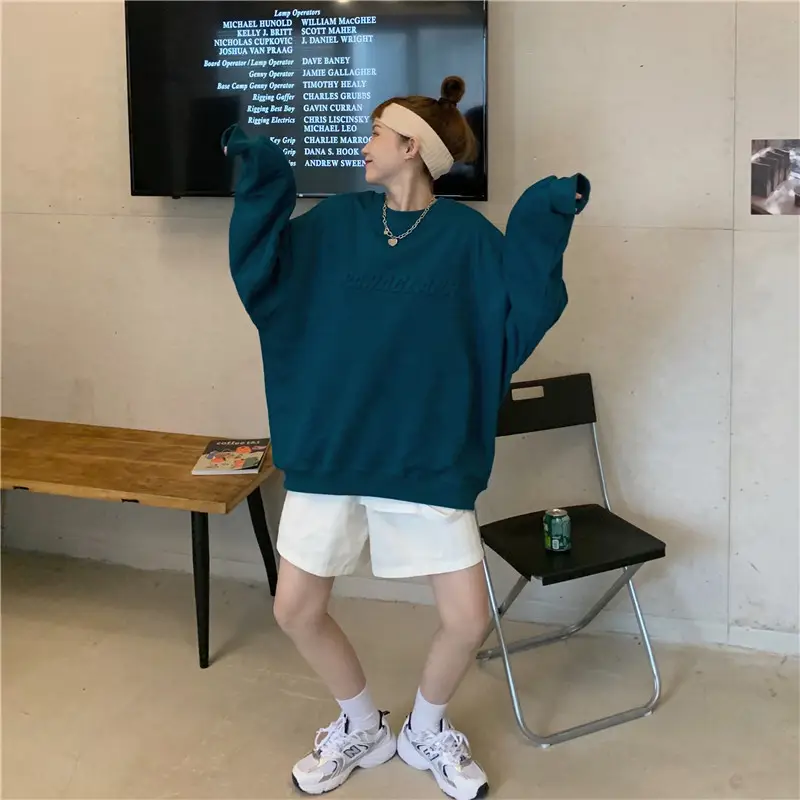 Women's Teal Printed Long Sleeve Sweatshirt — feature 6
