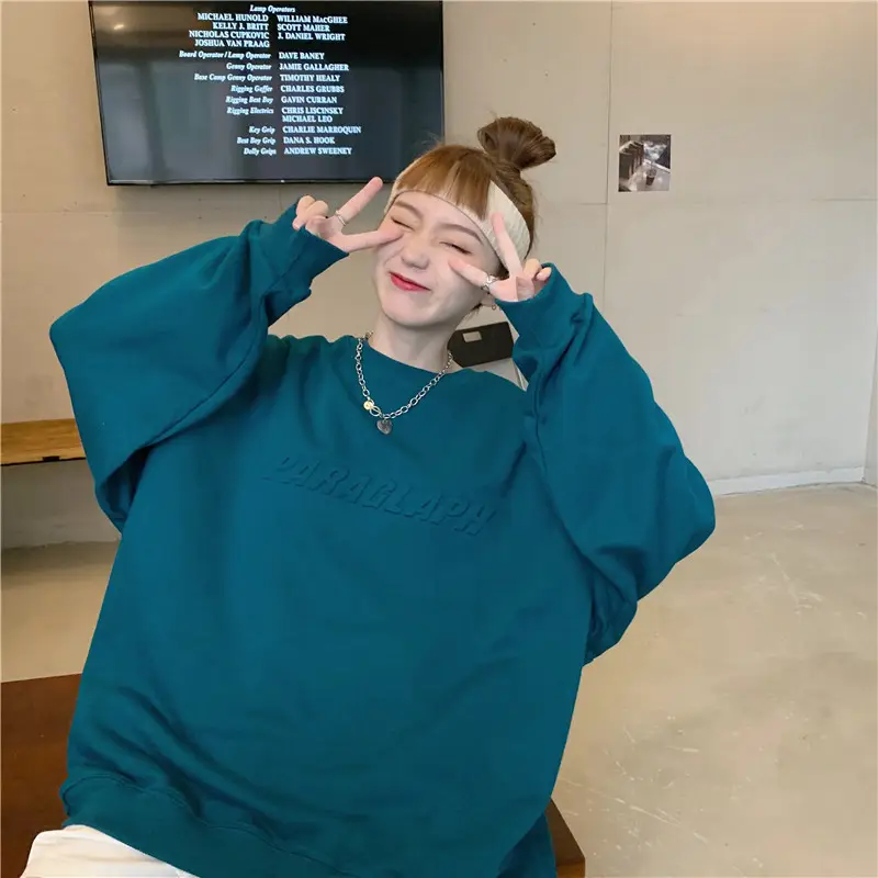 Women's Teal Printed Long Sleeve Sweatshirt — feature 7