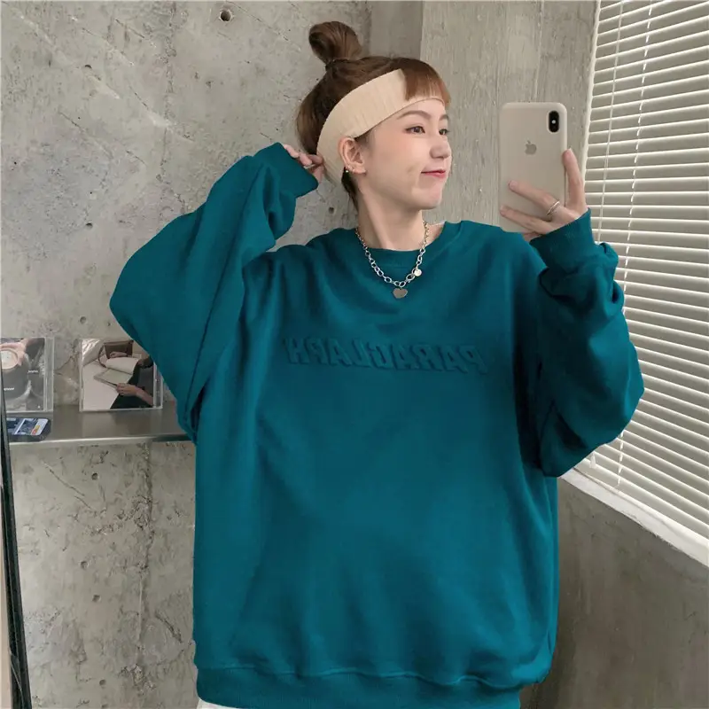 Women's Teal Printed Long Sleeve Sweatshirt — feature 9