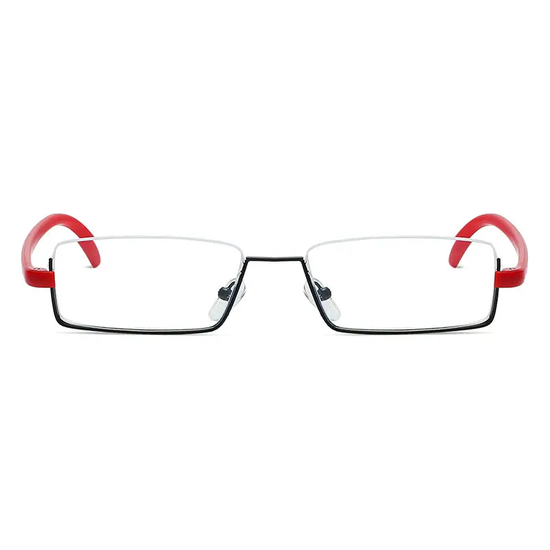 Women Men Ultra Light Presbyopia Glasses Half Frame Metal Red Tars