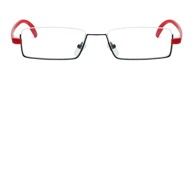 Women Men Ultra Light Presbyopia Glasses Half Frame Metal Red Tars