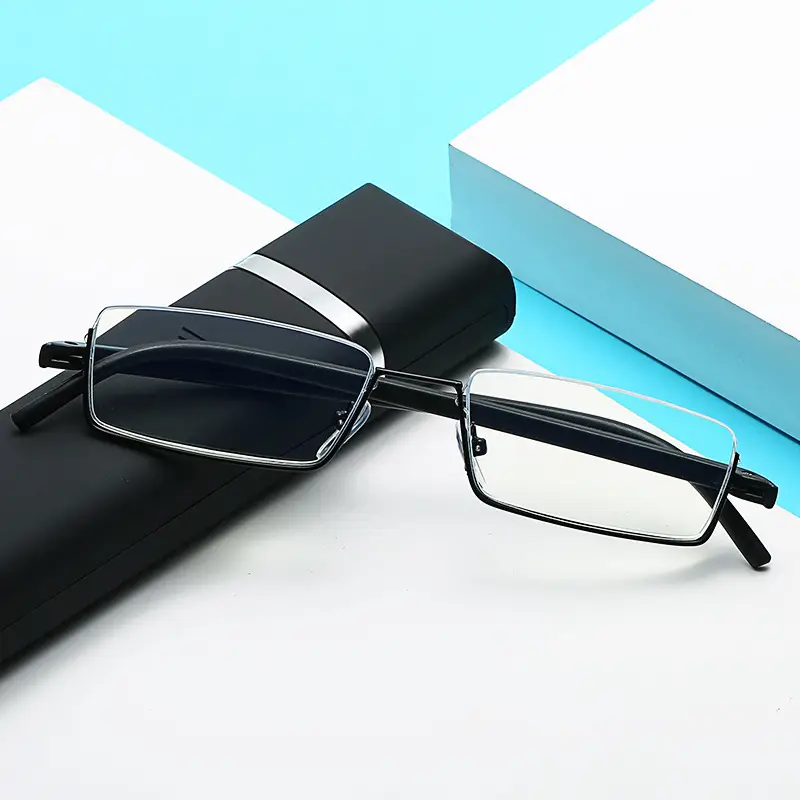 Women Men Ultra Light Presbyopia Glasses Half Frame Metal Red Tars