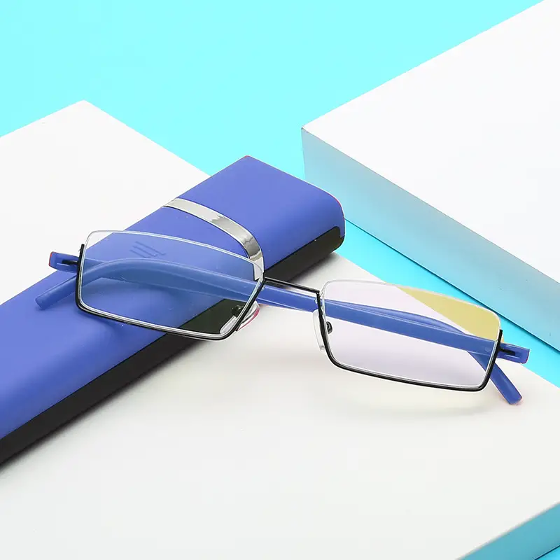 Women Men Ultra Light Presbyopia Glasses Half Frame Metal Red Tars