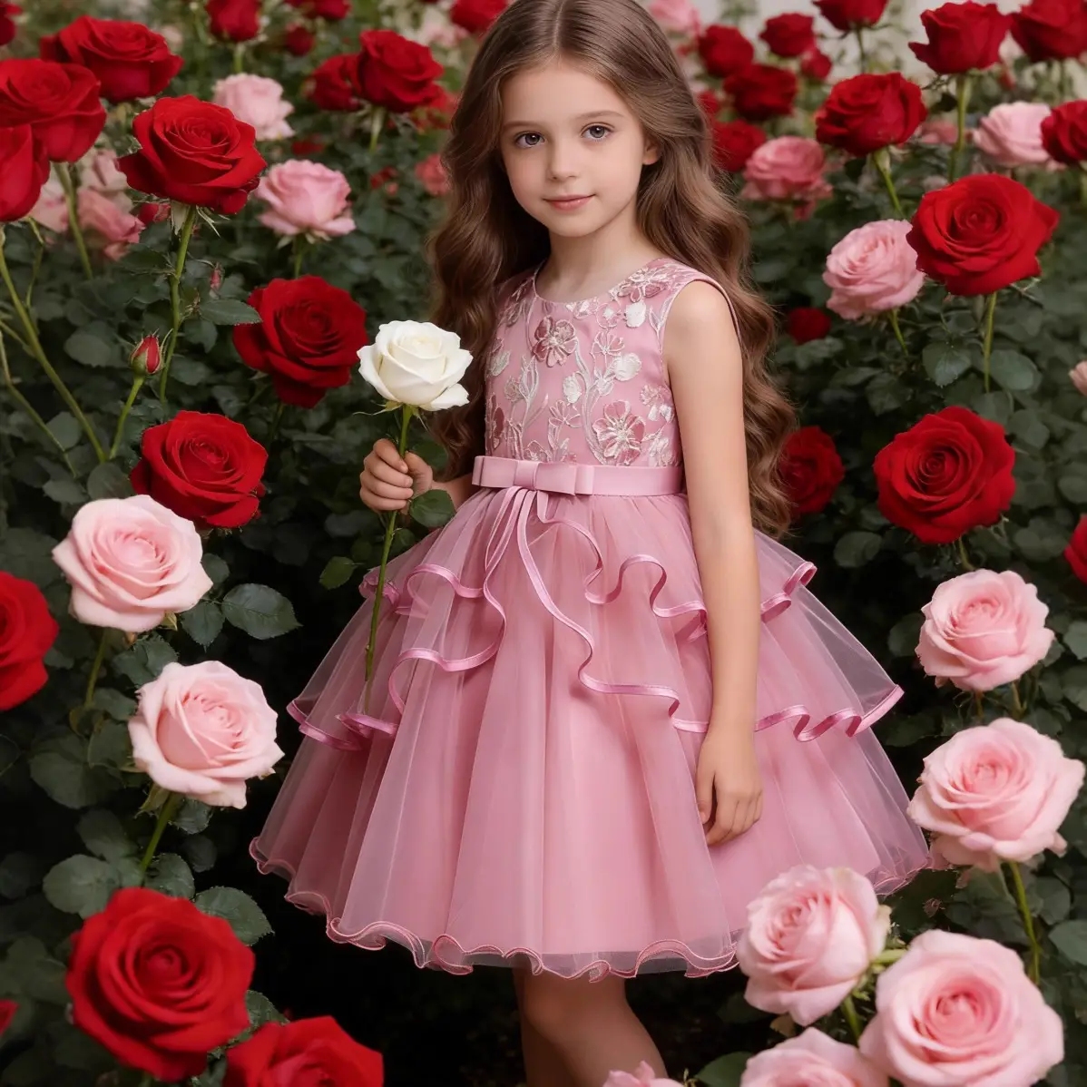 Blue Tulle Princess Dress for Girls Wedding Dance Party