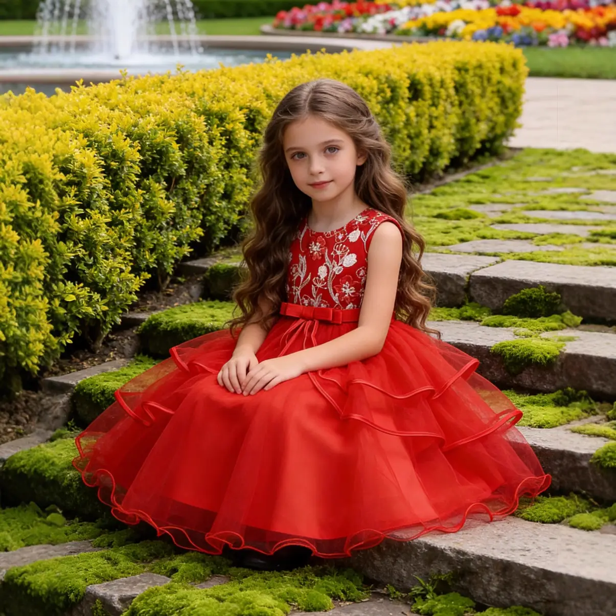 Blue Tulle Princess Dress for Girls Wedding Dance Party