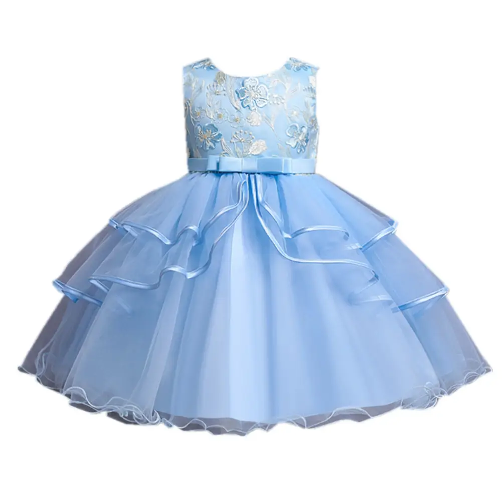 Blue Tulle Princess Dress for Girls Wedding Dance Party