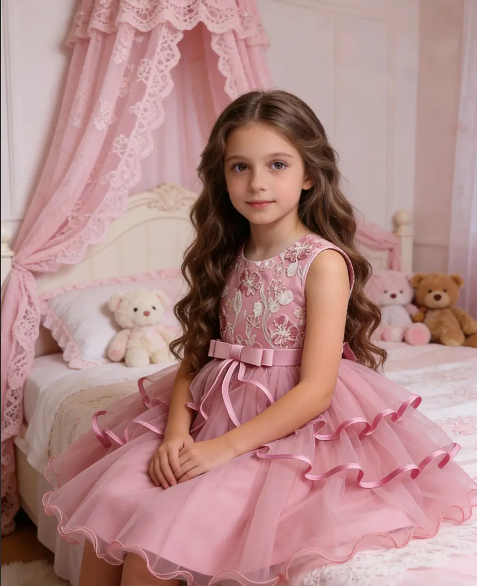 Blue Tulle Princess Dress for Girls Wedding Dance Party — feature 12