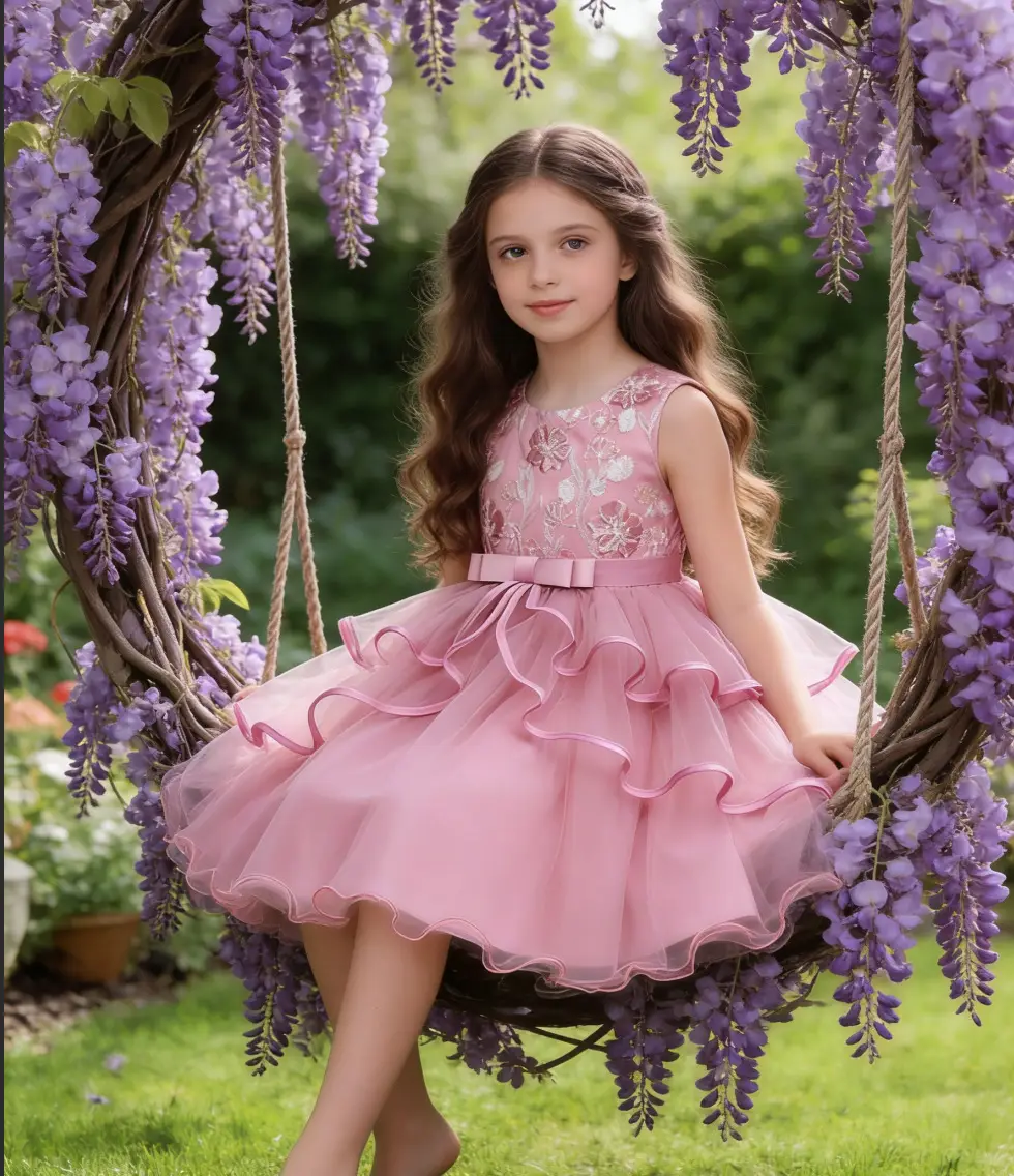 Blue Tulle Princess Dress for Girls Wedding Dance Party — feature 13