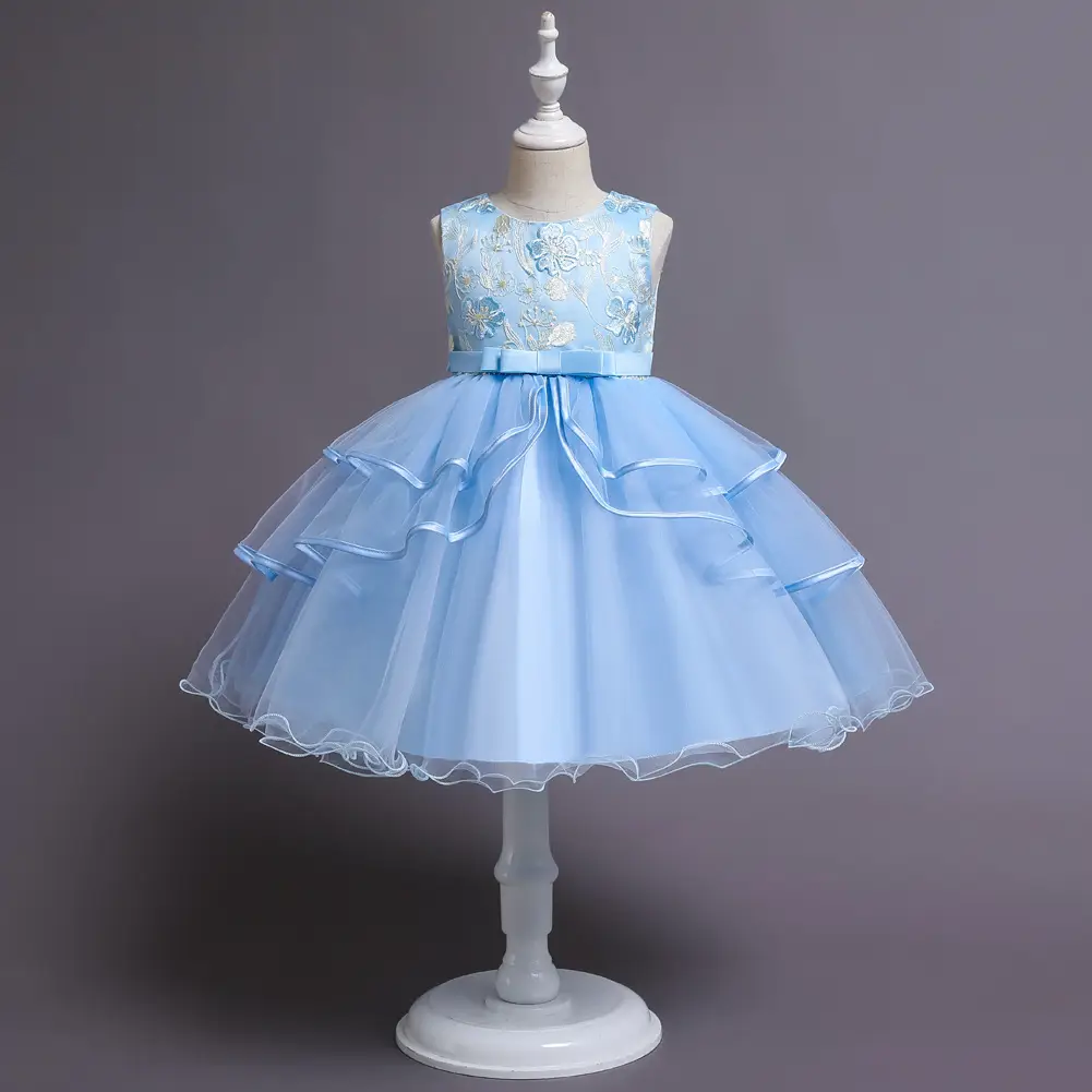 Blue Tulle Princess Dress for Girls Wedding Dance Party