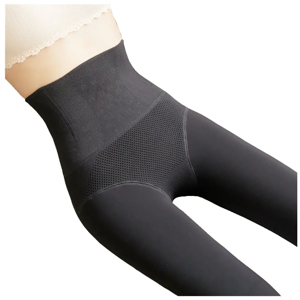 Women's Velvet Padded High Waist Leggings Gray - Image 7