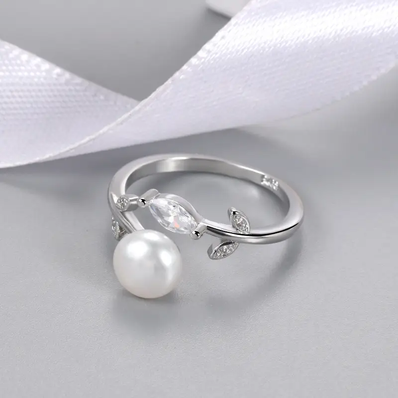 Gold Plated Pearl Zircon Adjustable Ring for Women
