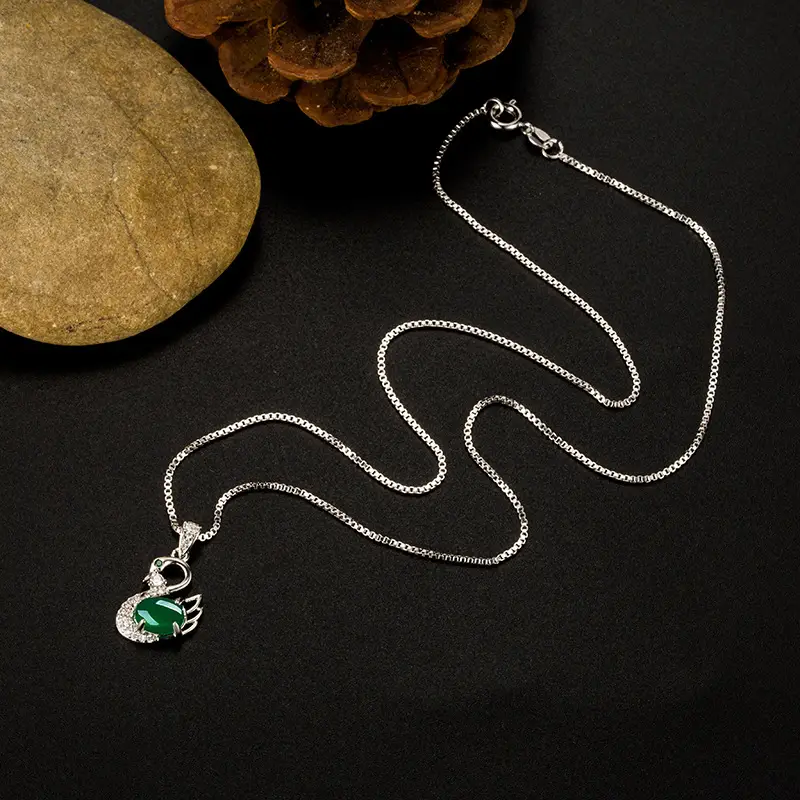 Korean Style Silver Chain Necklace with Swan Pendant - Image 6