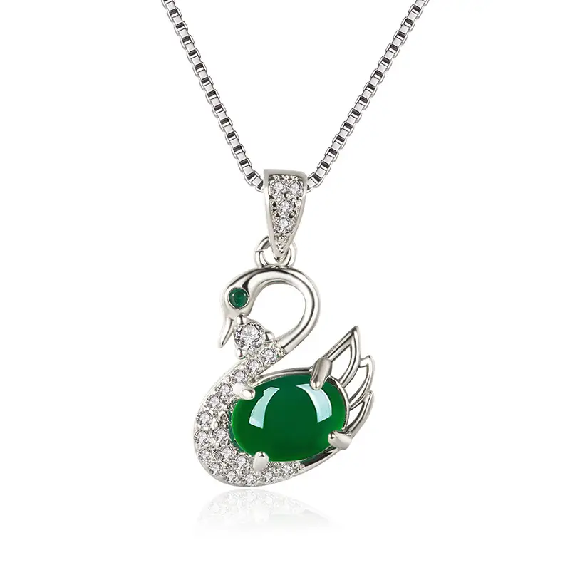 Korean Style Silver Chain Necklace with Swan Pendant - Image 8