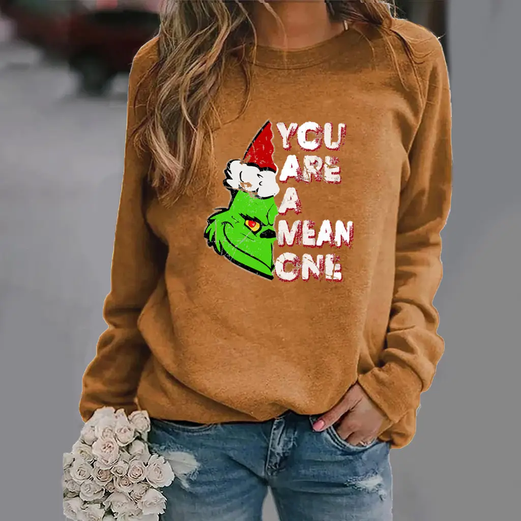 Women Red Graphic Sweatshirt Long Sleeve Winter