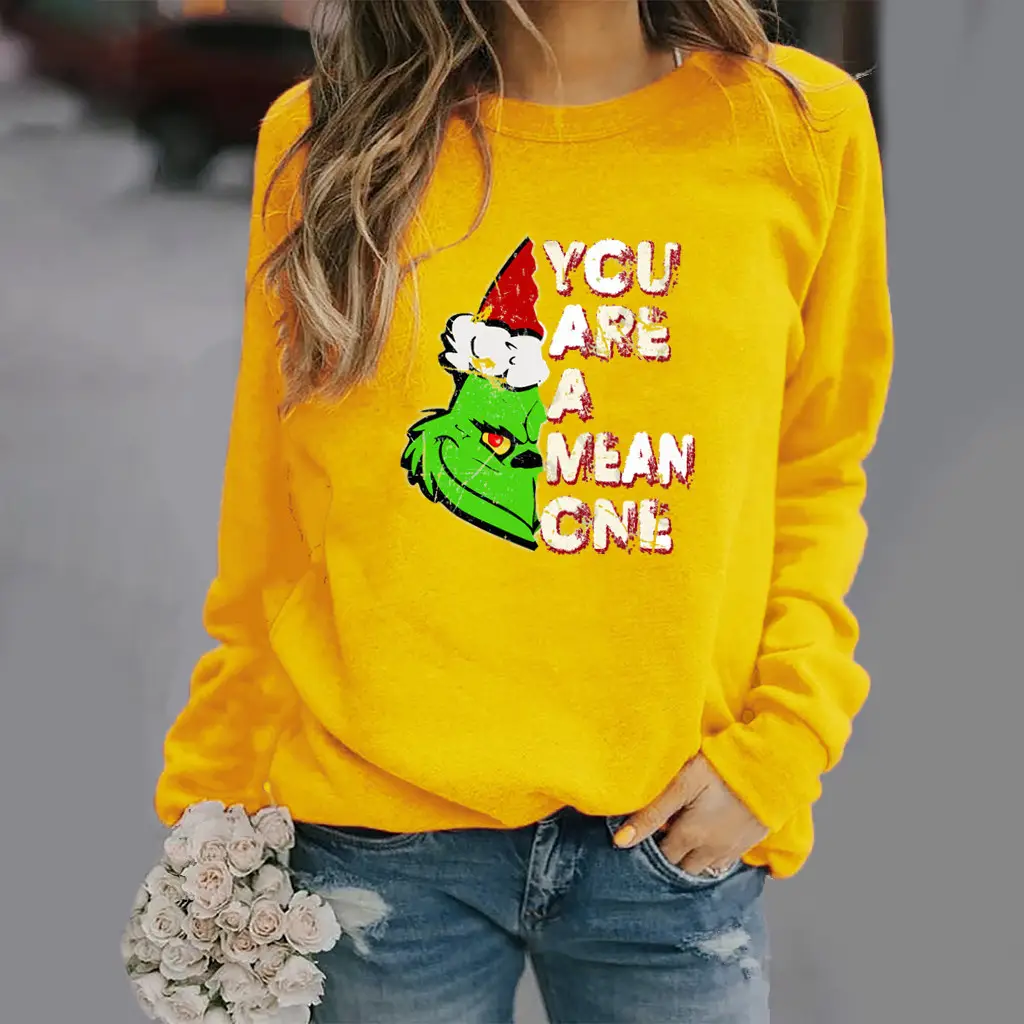Women Red Graphic Sweatshirt Long Sleeve Winter