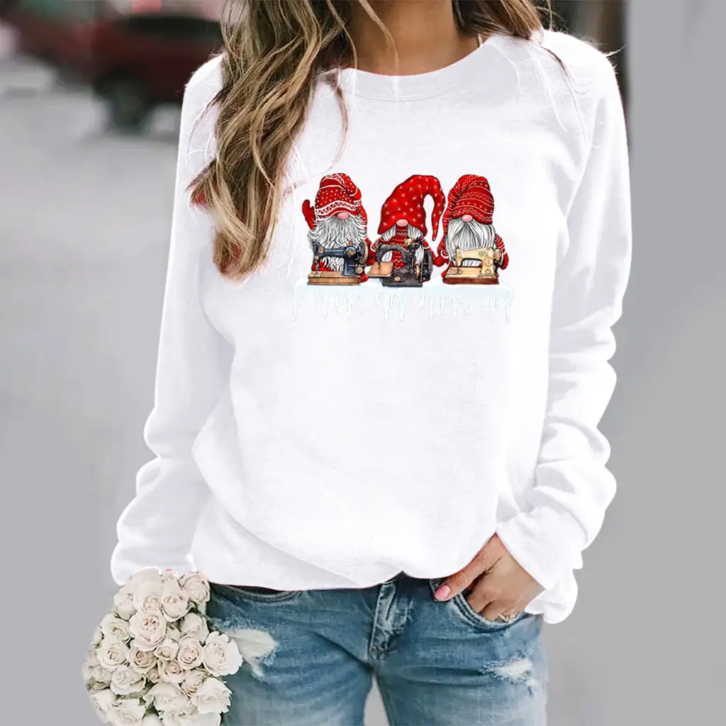 Red Christmas Print Long Sleeve Women Sweatshirt - Image 13
