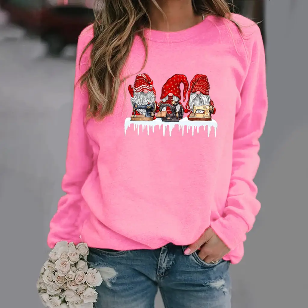 Red Christmas Print Long Sleeve Women Sweatshirt - Image 14