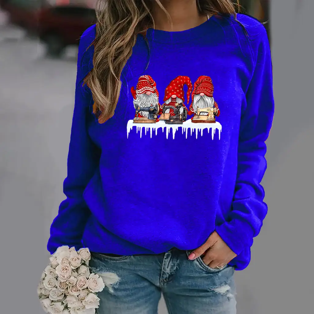 Red Christmas Print Long Sleeve Women Sweatshirt - Image 10