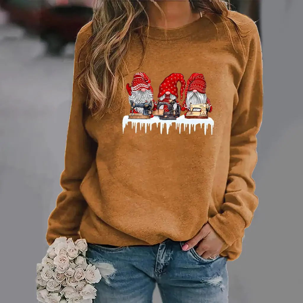 Red Christmas Print Long Sleeve Women Sweatshirt - Image 2