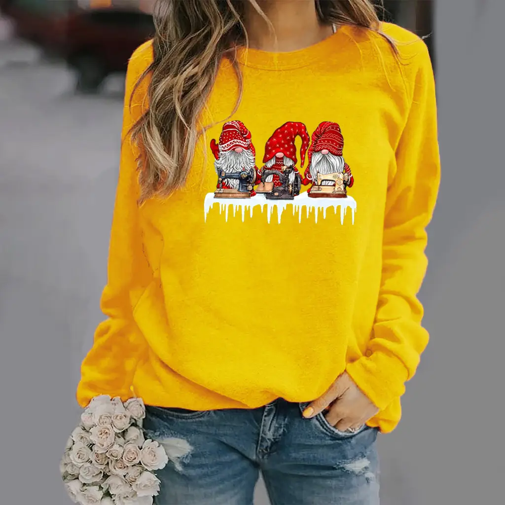 Red Christmas Print Long Sleeve Women Sweatshirt - Image 4