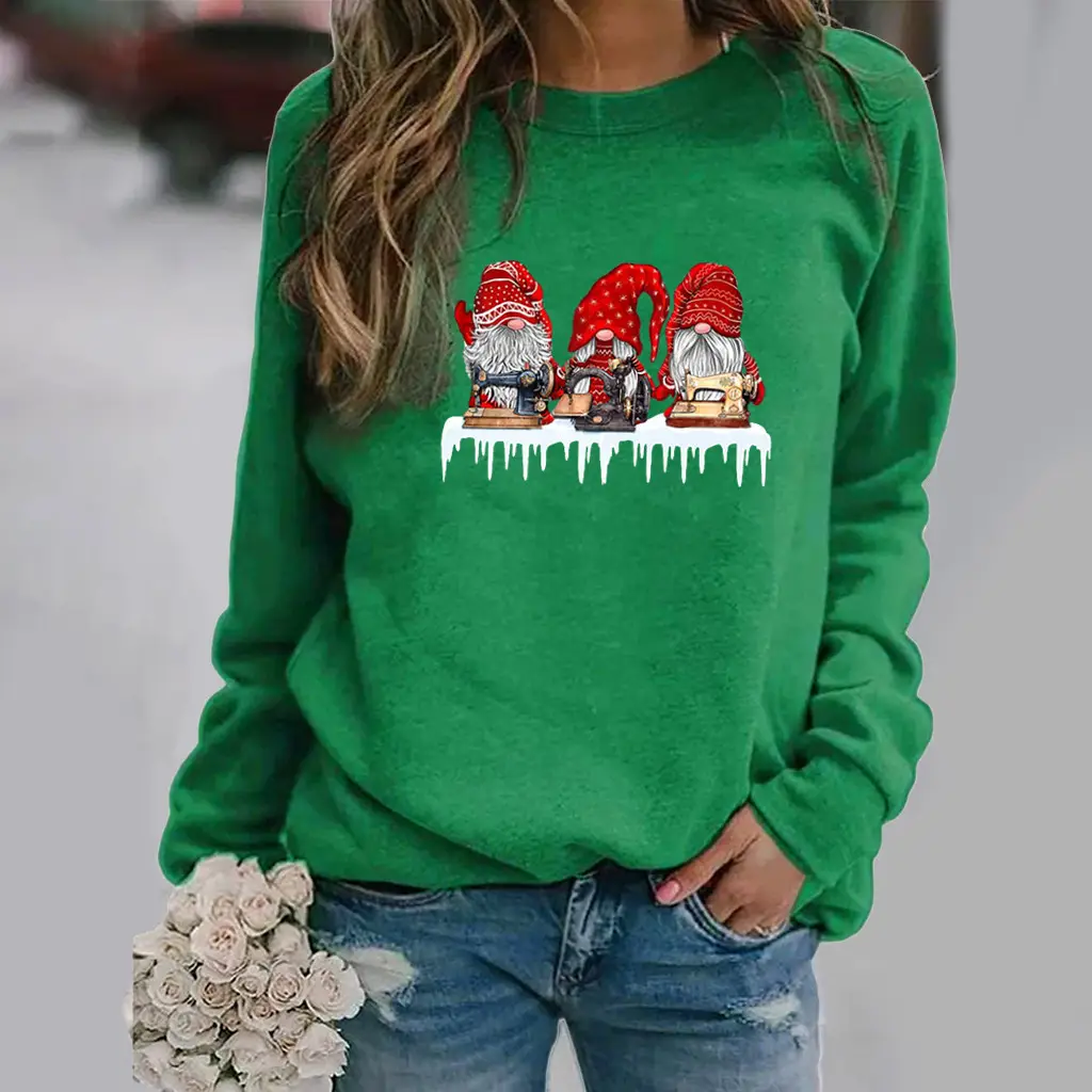 Red Christmas Print Long Sleeve Women Sweatshirt - Image 8