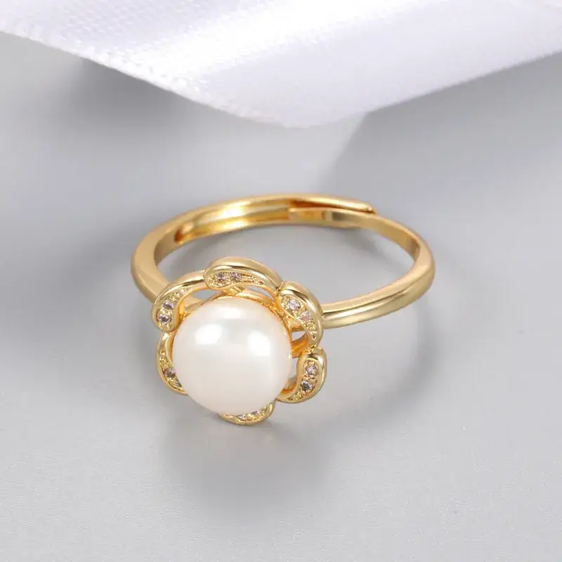 Gold Pearl Open Ring for Women Korean Style - Image 8