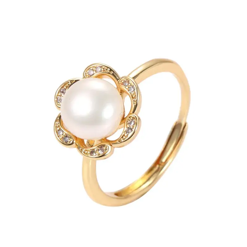 Gold Pearl Open Ring for Women Korean Style - Image 9