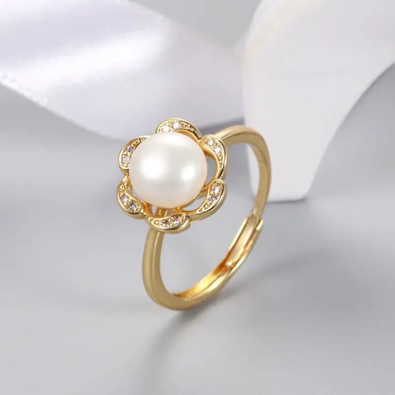 Gold Pearl Open Ring for Women Korean Style - Image 2