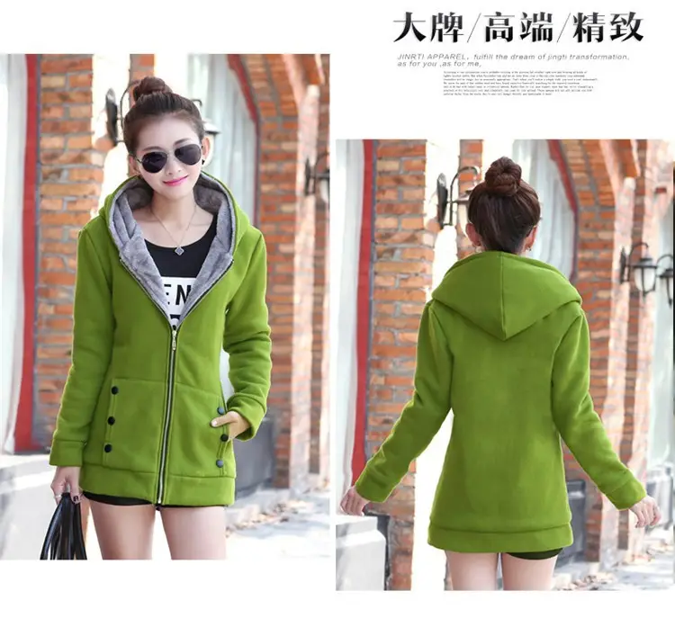 Women Fleece Lined Hoodie Winter Coat Gray Mid Length — feature 15