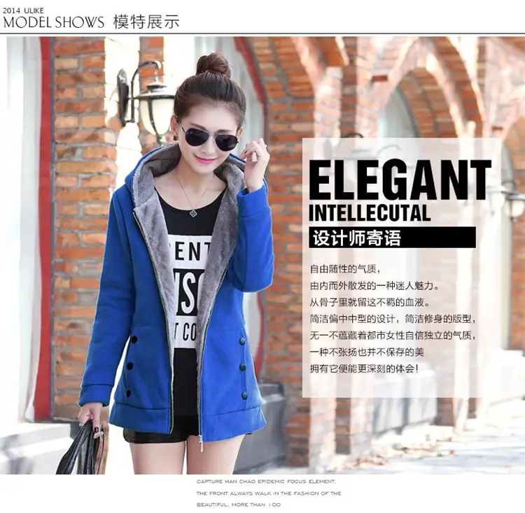 Women Fleece Lined Hoodie Winter Coat Gray Mid Length — feature 3