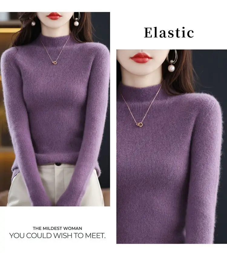 Women's Orange Velvet Knit Sweater Winter Classic — feature 14
