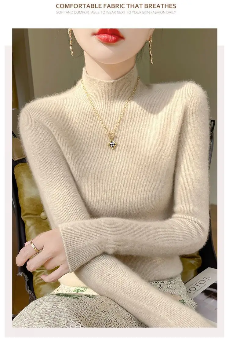 Women's Orange Velvet Knit Sweater Winter Classic — feature 18