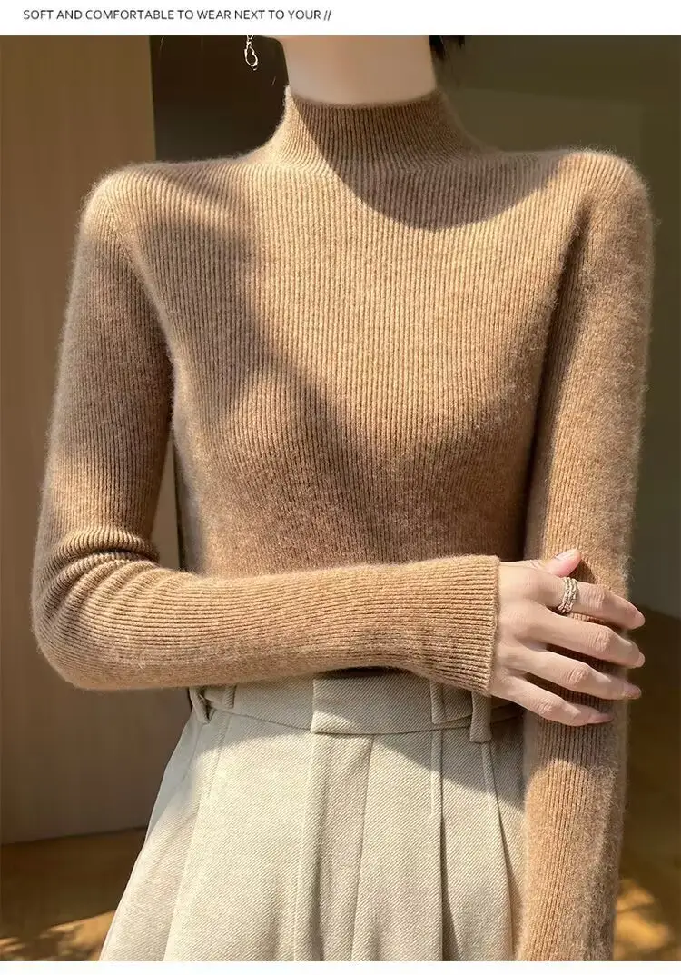 Women's Orange Velvet Knit Sweater Winter Classic — feature 19