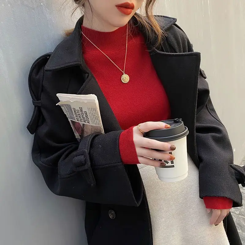 Women's Orange Velvet Knit Sweater Winter Classic — feature 7