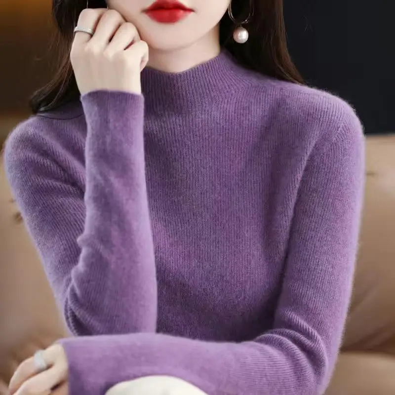 Women's Orange Velvet Knit Sweater Winter Classic - Image 10
