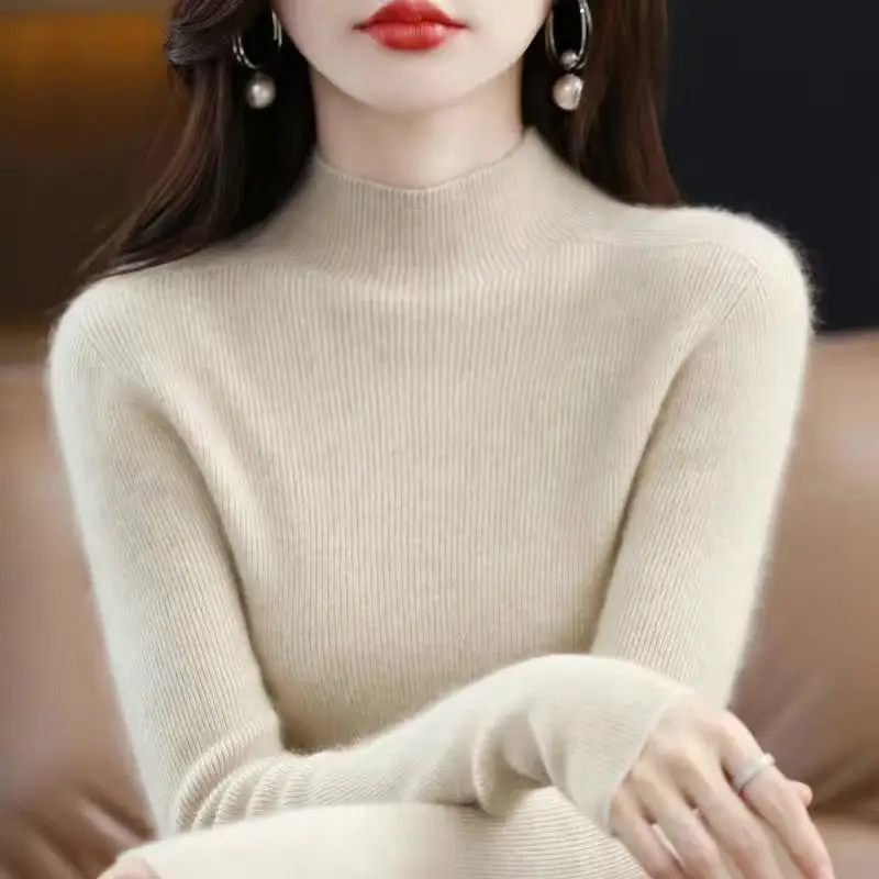 Women's Orange Velvet Knit Sweater Winter Classic - Image 14
