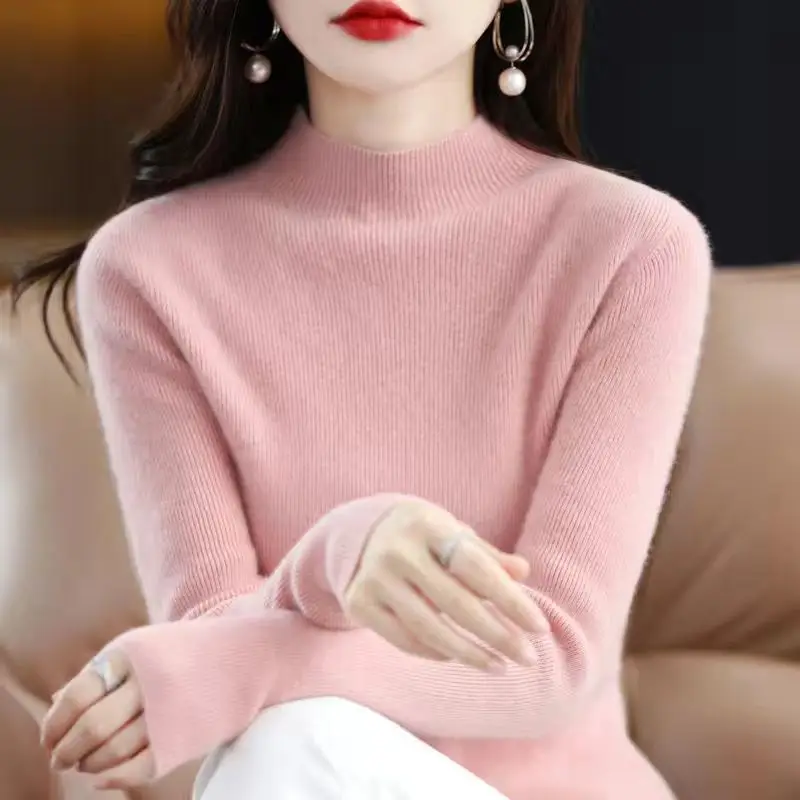 Women's Orange Velvet Knit Sweater Winter Classic - Image 2