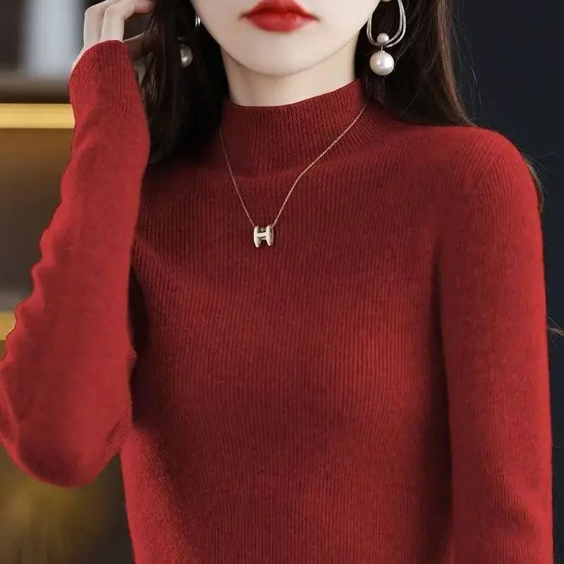 Women's Orange Velvet Knit Sweater Winter Classic - Image 20