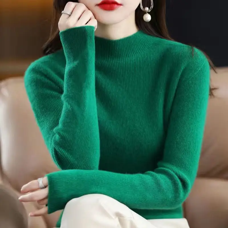 Women's Orange Velvet Knit Sweater Winter Classic - Image 3