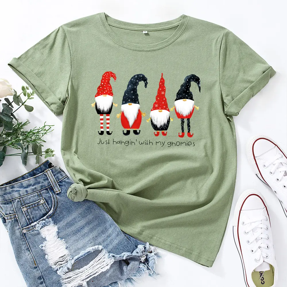 Pink Christmas Wish T-Shirt for Women Cotton Loose Round Neck - Image 11
