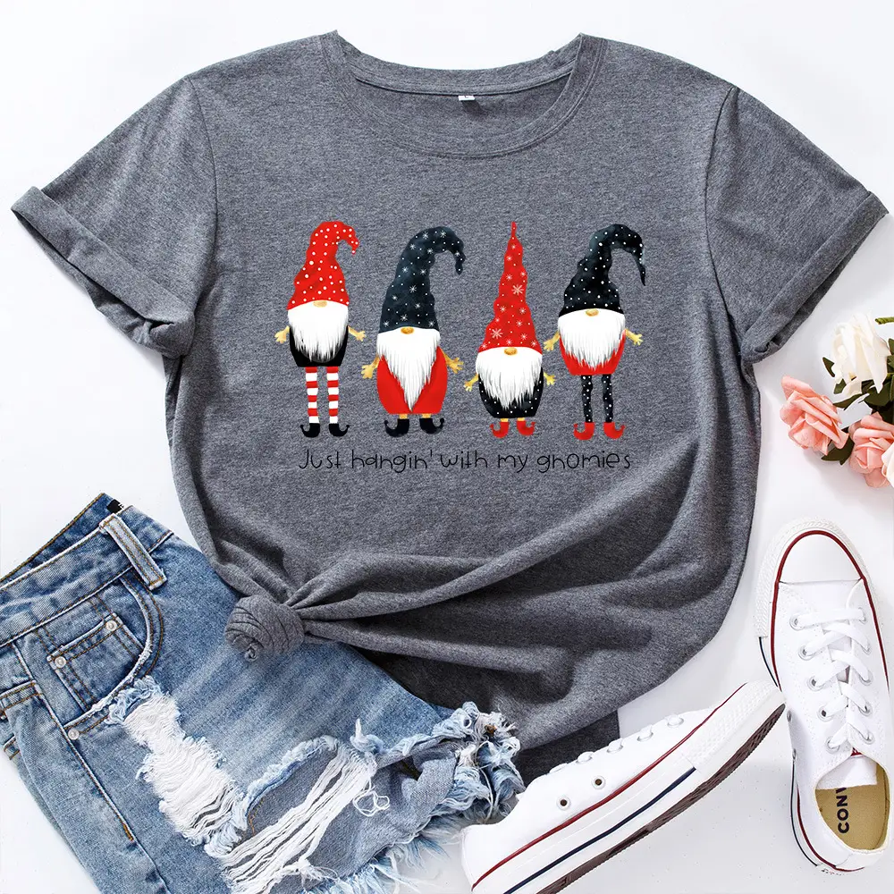 Pink Christmas Wish T-Shirt for Women Cotton Loose Round Neck - Image 7
