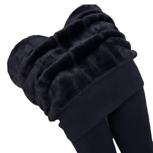 Women's Black Velvet Warm Leggings High Waist Slimming - Image 10